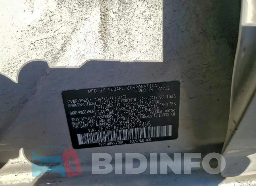 JF2GTAPC4N8218495 Photo# 12