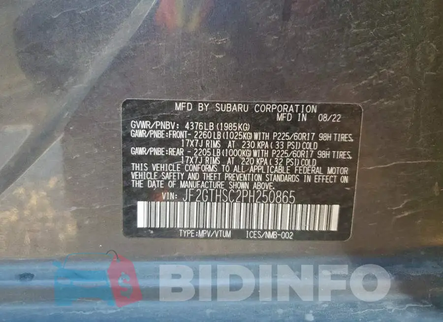 JF2GTHSC2PH250865 Photo# 13