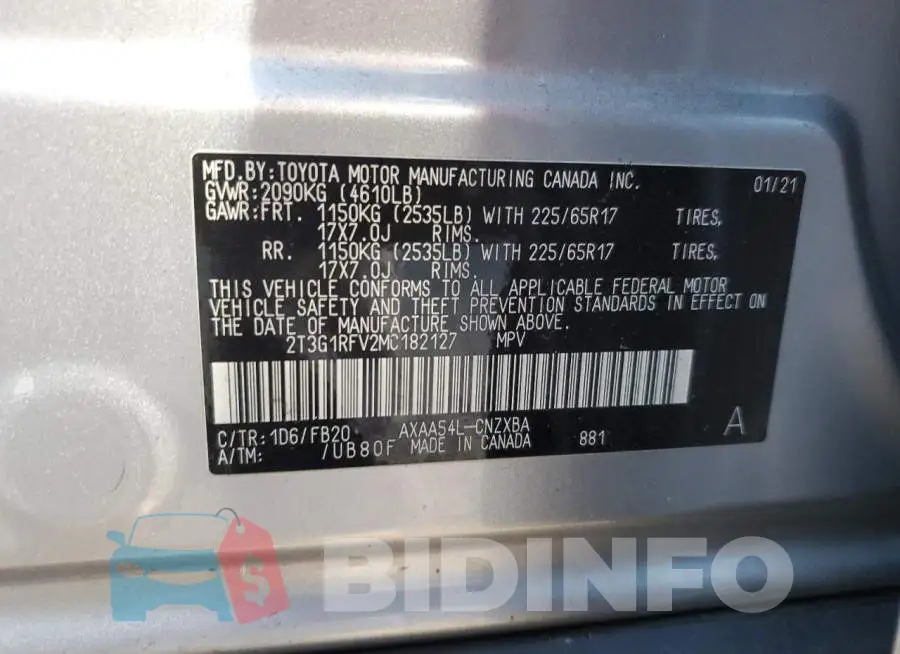 2T3G1RFV2MC182127 Photo# 14