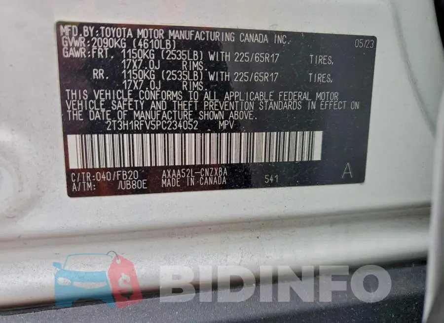 2T3H1RFV5PC234052 Photo# 13