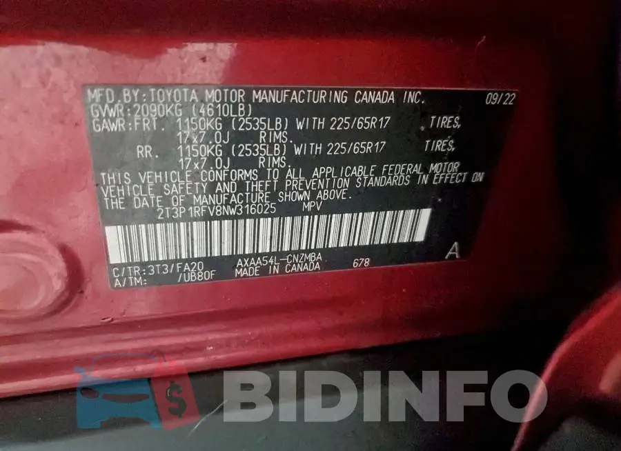 2T3P1RFV8NW316025 Photo# 14