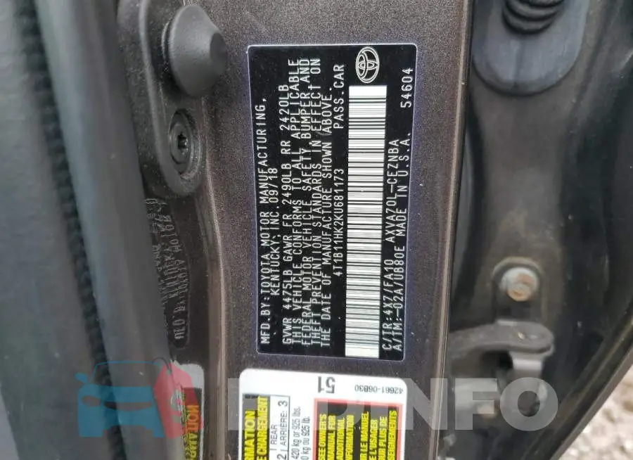 4T1B11HK2KU681173 Photo# 12