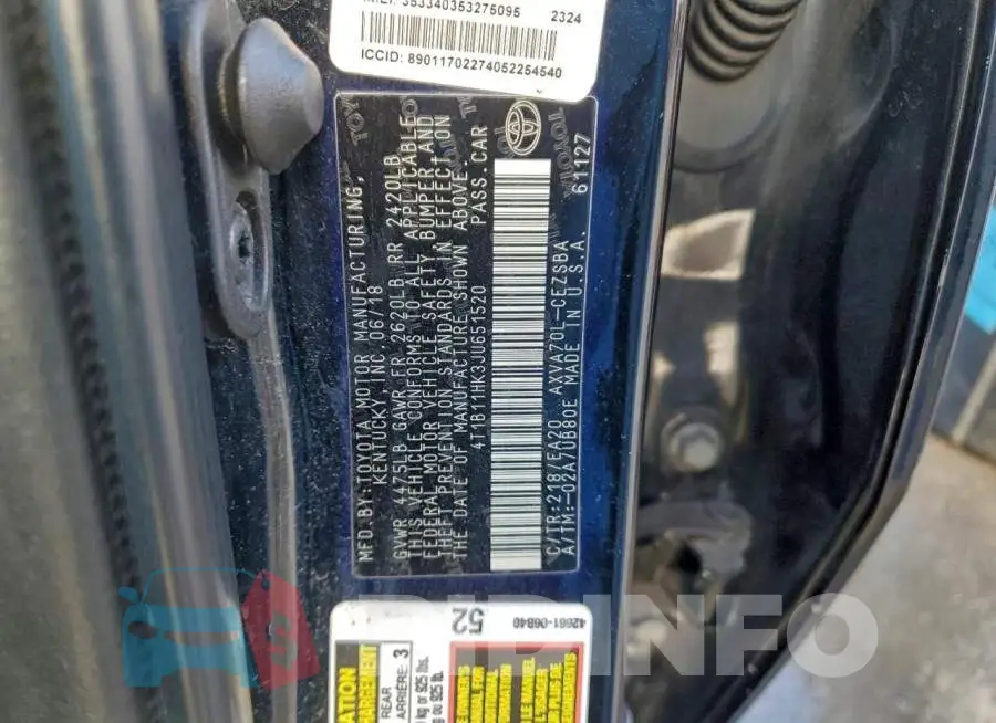 4T1B11HK3JU651520 Photo# 12