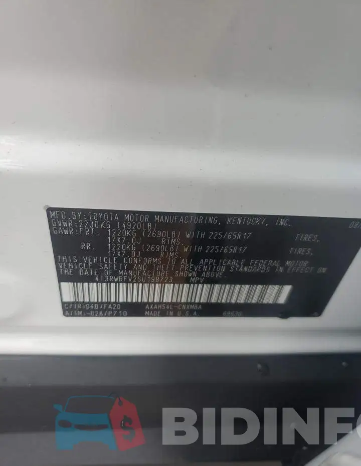 4T3RWRFV2SU198723 Photo# 13