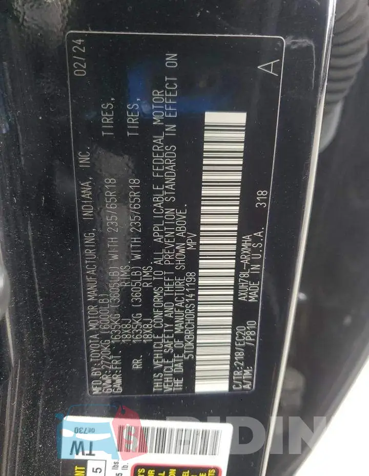 5TDKBRCH0RS141198 Photo# 12