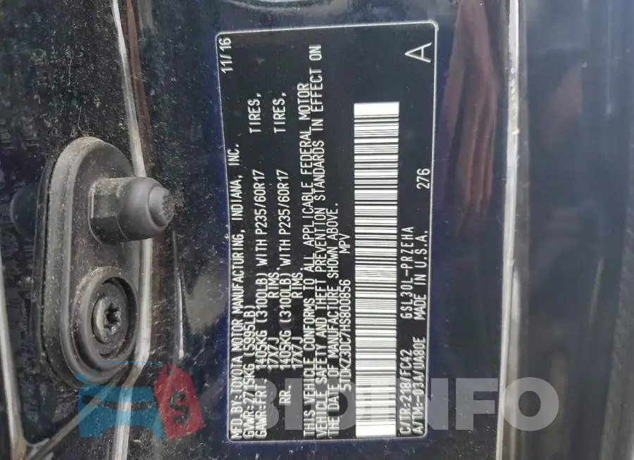 5TDKZ3DC7HS800856 Photo# 14