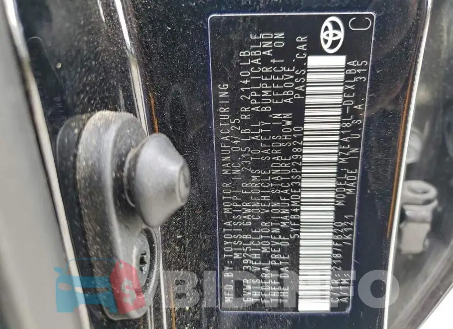 5YFB4MDE3SP298210 Photo# 12