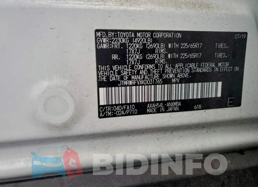JTMRWRFVXKD031765 Photo# 12