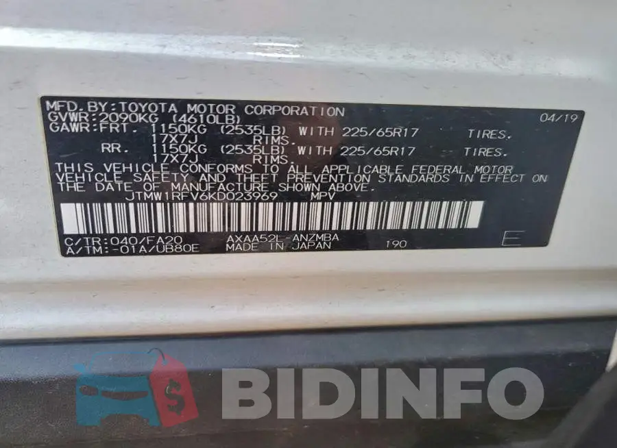 JTMW1RFV6KD023969 Photo# 14