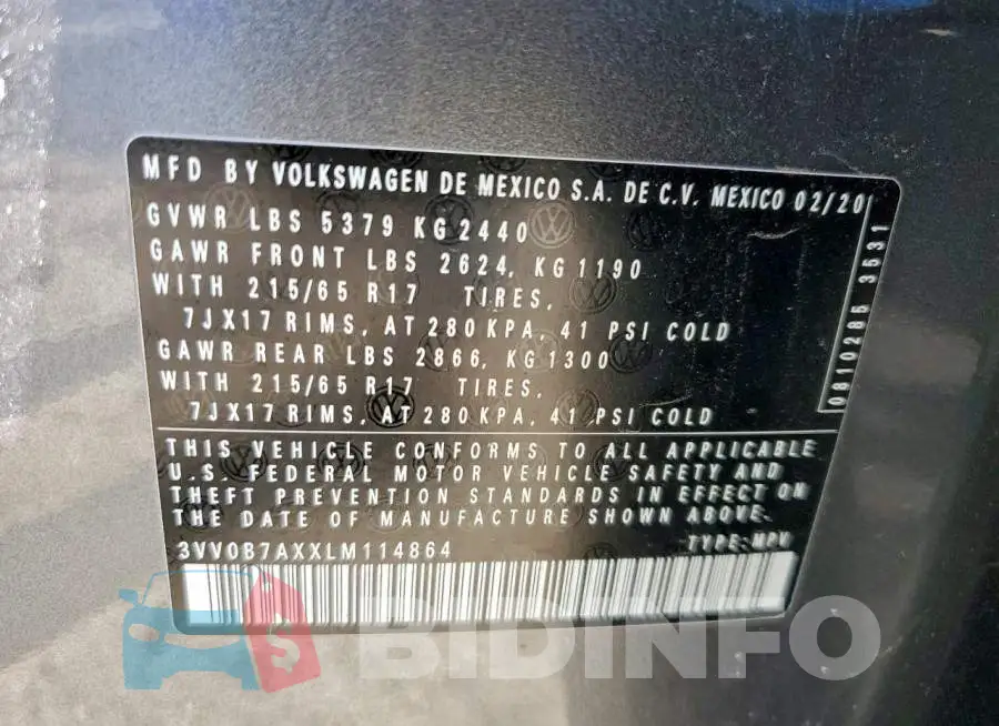 3VV0B7AXXLM114864 Photo# 12