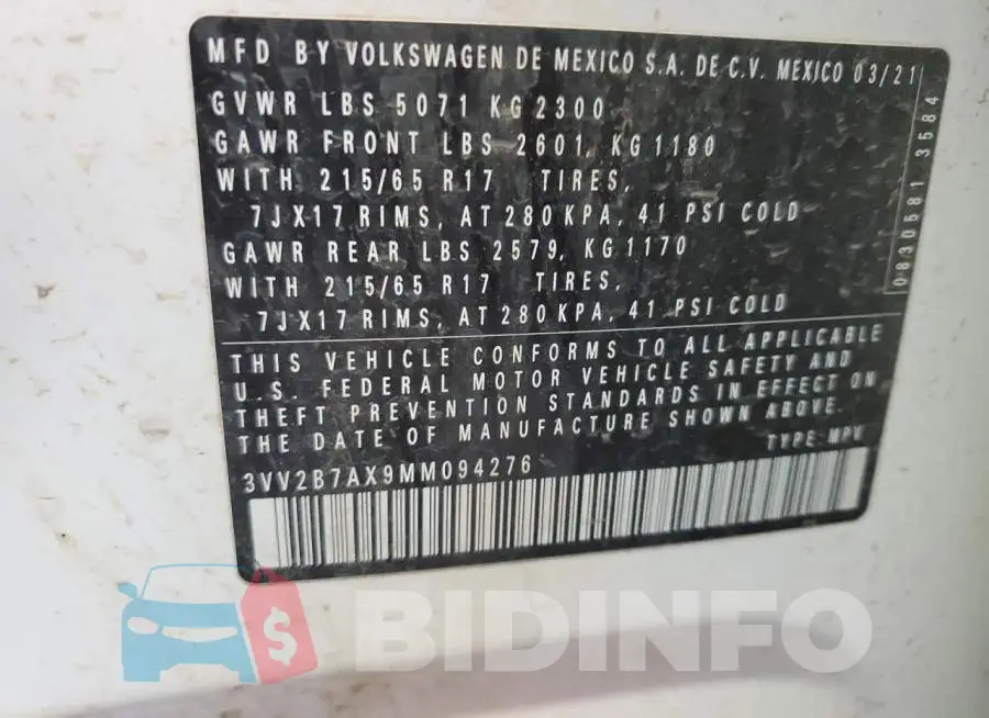 3VV2B7AX9MM094276 Photo# 13