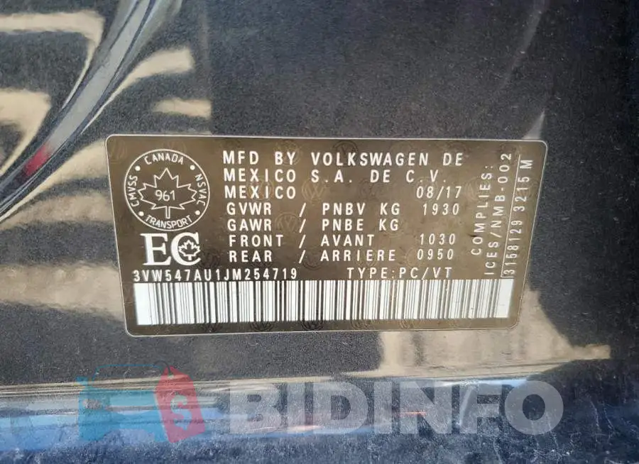 3VW547AU1JM254719 Photo# 12