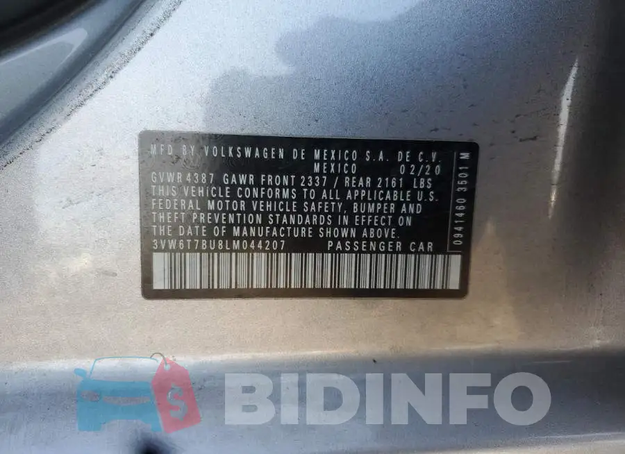 3VW6T7BU8LM044207 Photo# 12