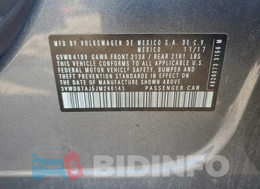 3VWDB7AJ5JM260143 Photo# 12