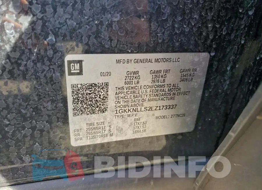 1GKKNLLS2LZ173337 Photo# 13