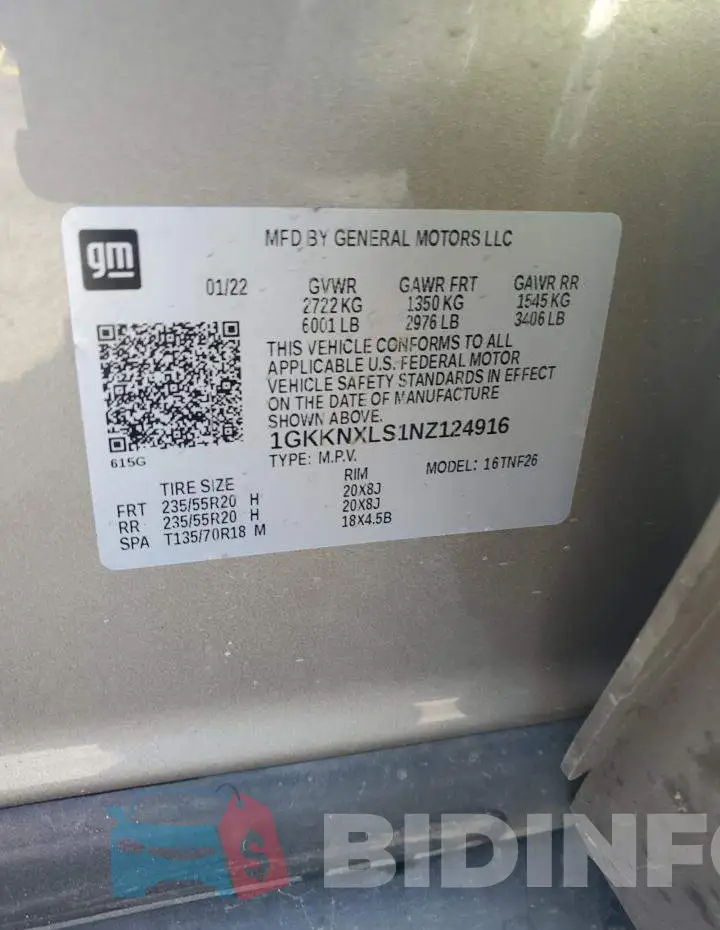 1GKKNXLS1NZ124916 Photo# 12