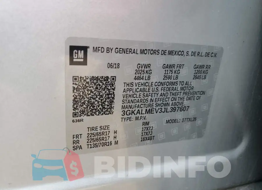 3GKALMEV3JL397607 Photo# 13