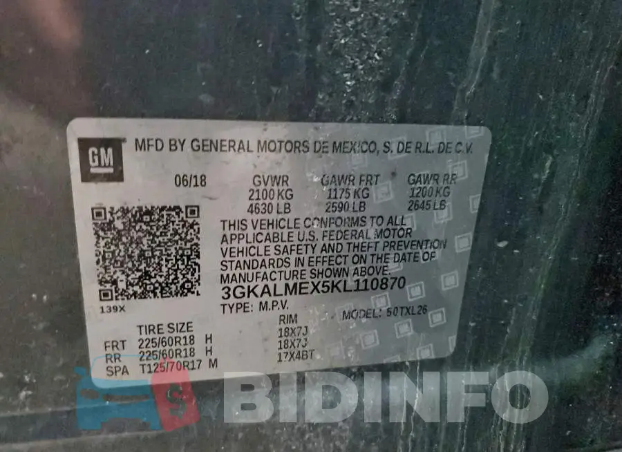 3GKALMEX5KL110870 Photo# 12