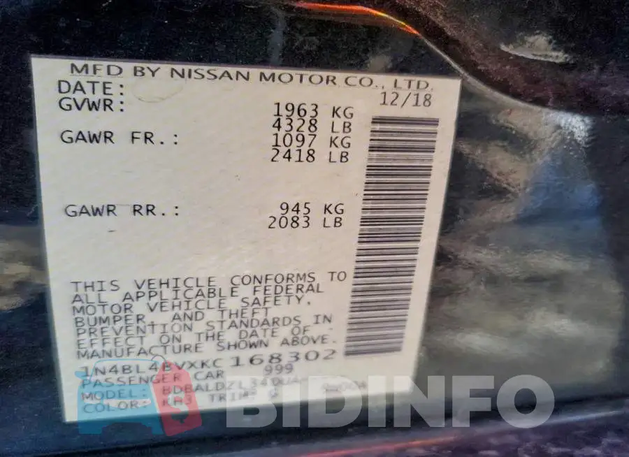 1N4BL4BVXKC168302 Photo# 12