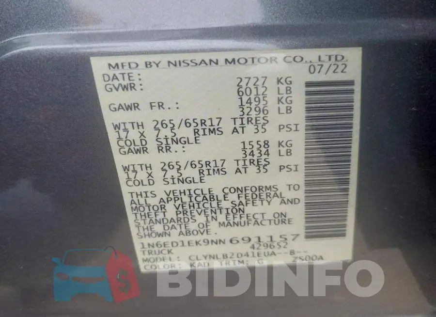 1N6ED1EK9NN691157 Photo# 12