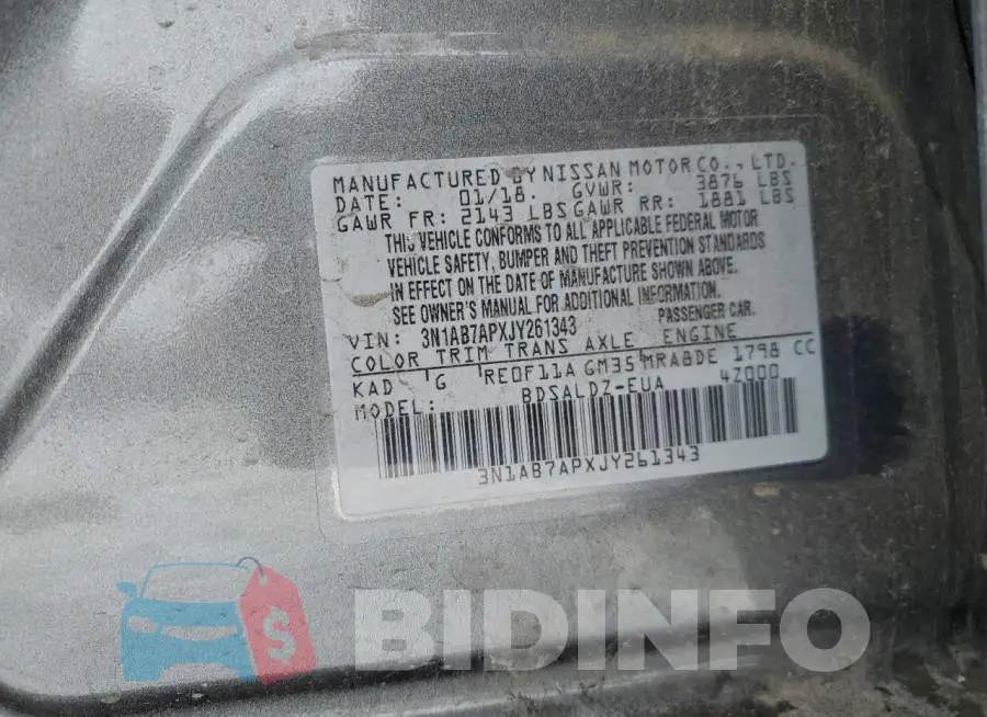3N1AB7APXJY261343 Photo# 12
