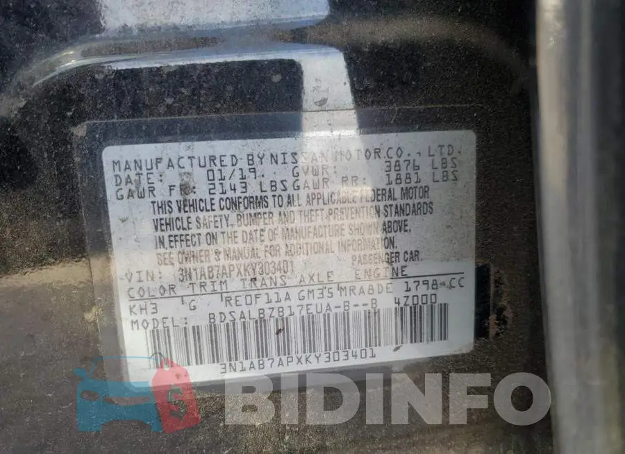 3N1AB7APXKY303401 Photo# 12