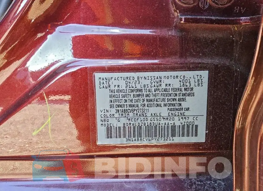 3N1AB8CV6PY273211 Photo# 12