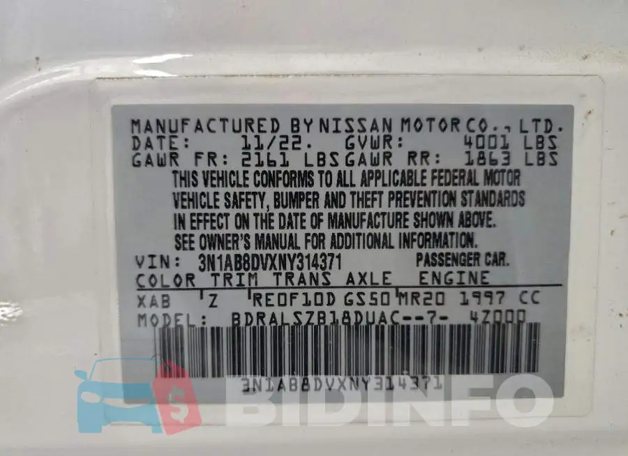 3N1AB8DVXNY314371 Photo# 13