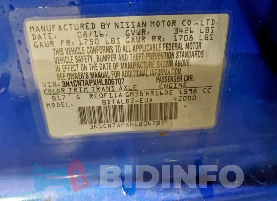 3N1CN7APXHL806707 Photo# 12