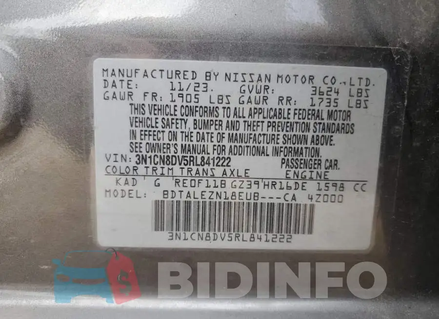 3N1CN8DV5RL841222 Photo# 12