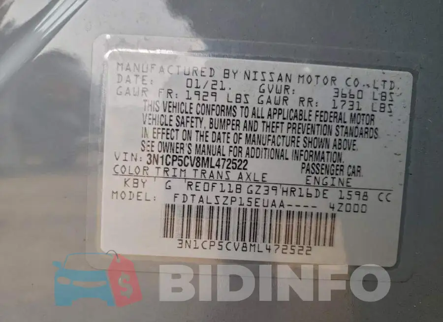 3N1CP5CV8ML472522 Photo# 13