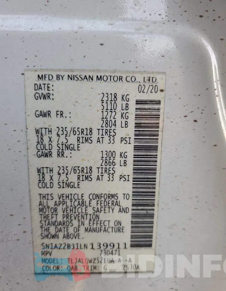 5N1AZ2BJ1LN139911 Photo# 13
