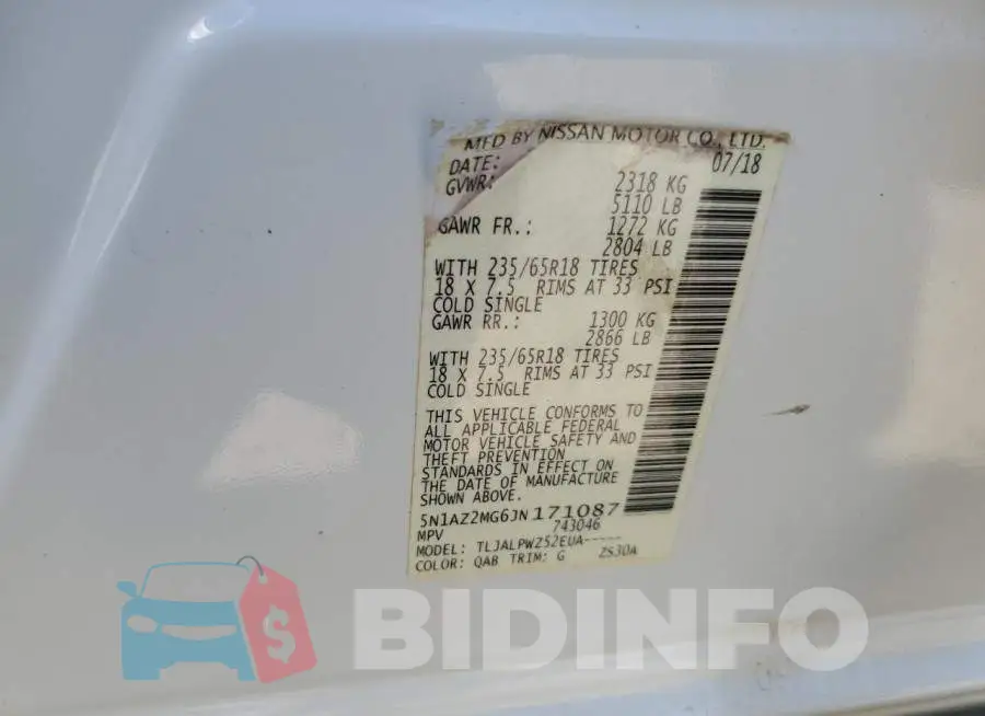 5N1AZ2MG6JN171087 Photo# 14