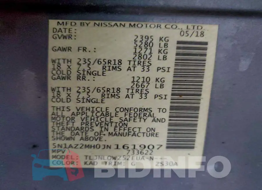 5N1AZ2MH0JN161907 Photo# 13
