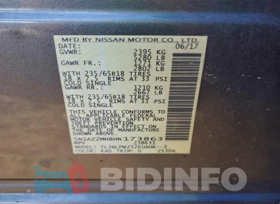 5N1AZ2MH8HN173863 Photo# 13