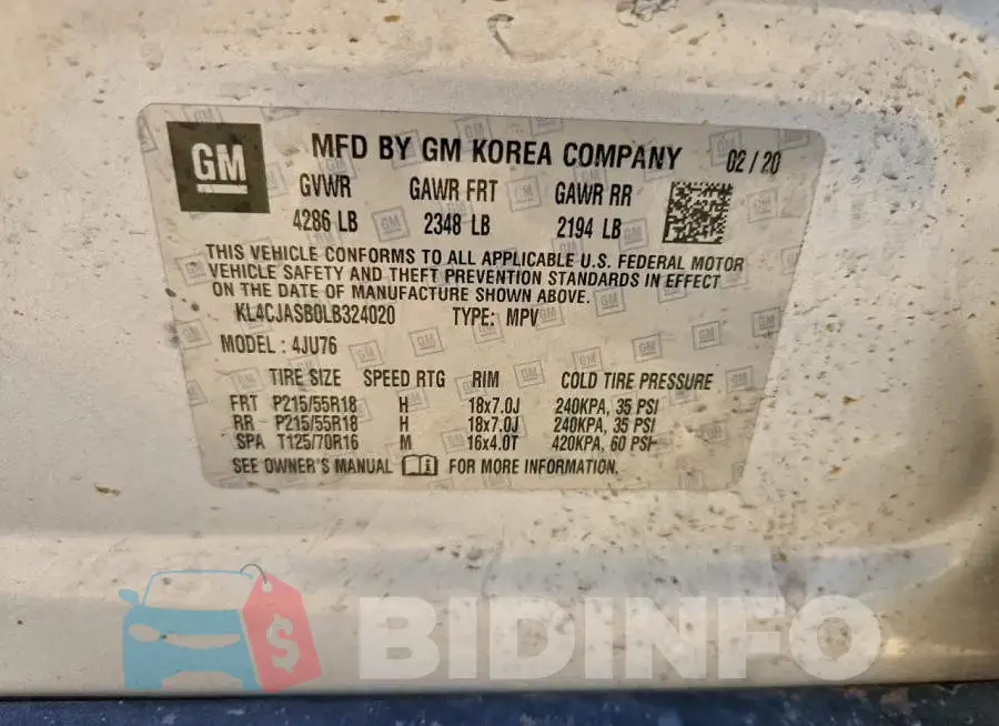 KL4CJASB0LB324020 Photo# 14