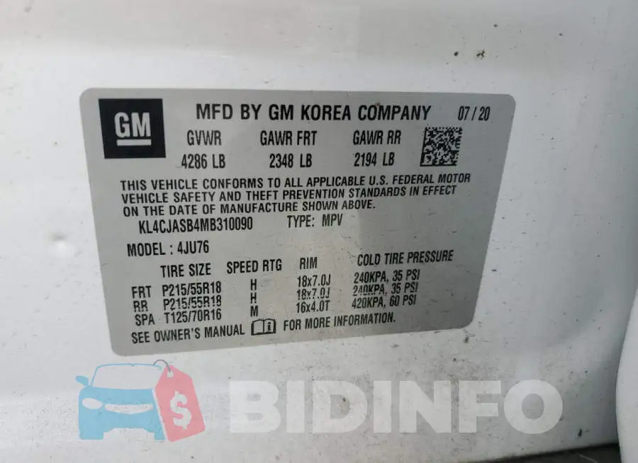 KL4CJASB4MB310090 Photo# 13