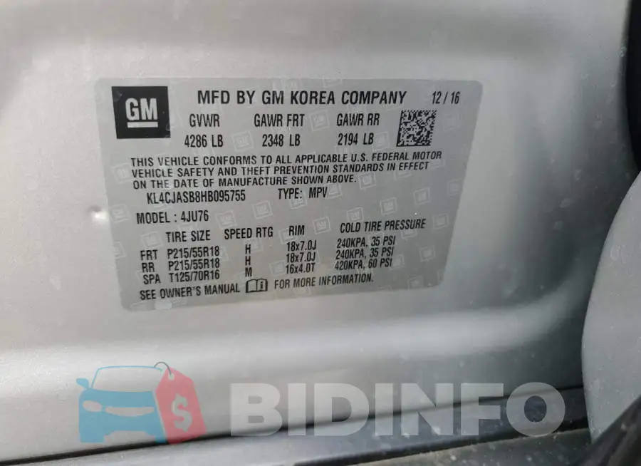 KL4CJASB8HB095755 Photo# 13