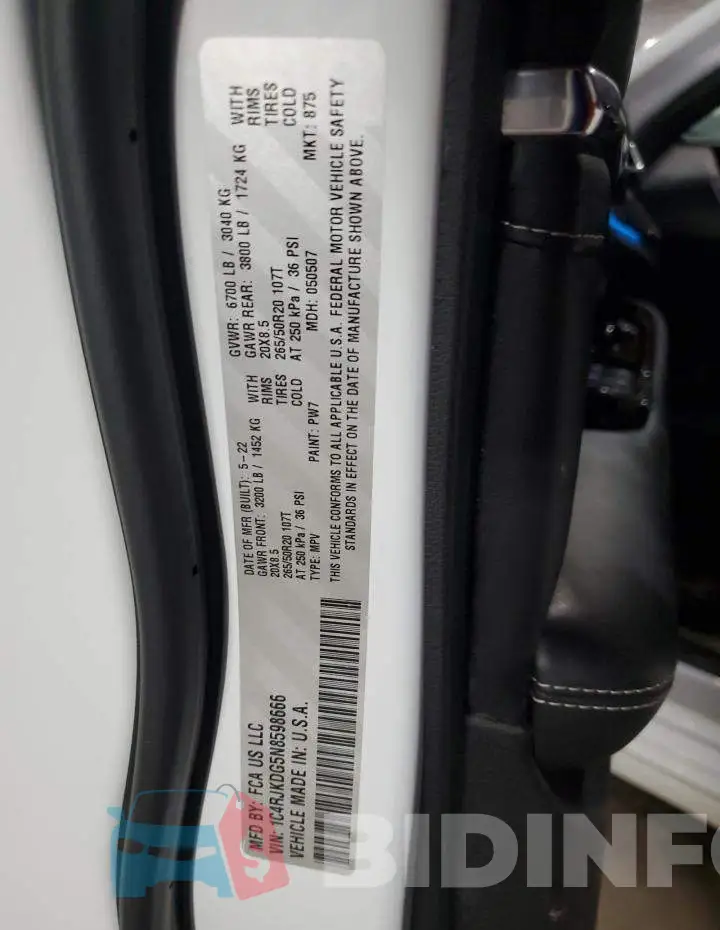 1C4RJKDG5N8598666 Photo# 13