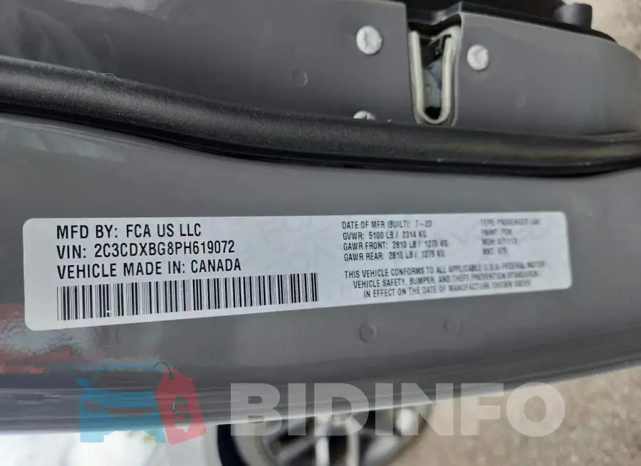 2C3CDXBG8PH619072 Photo# 12