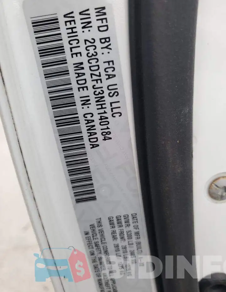 2C3CDZFJ3NH140184 Photo# 12