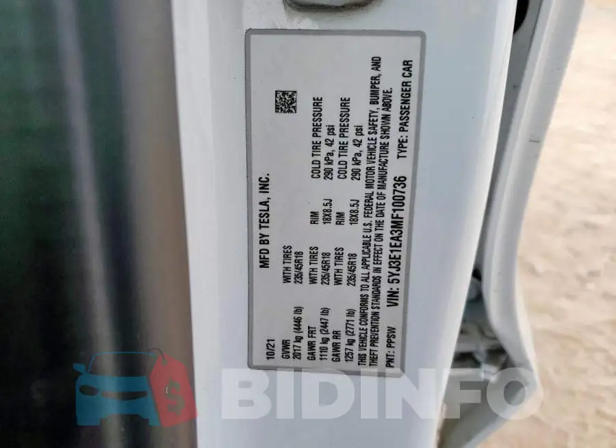 5YJ3E1EA3MF100736 Photo# 12