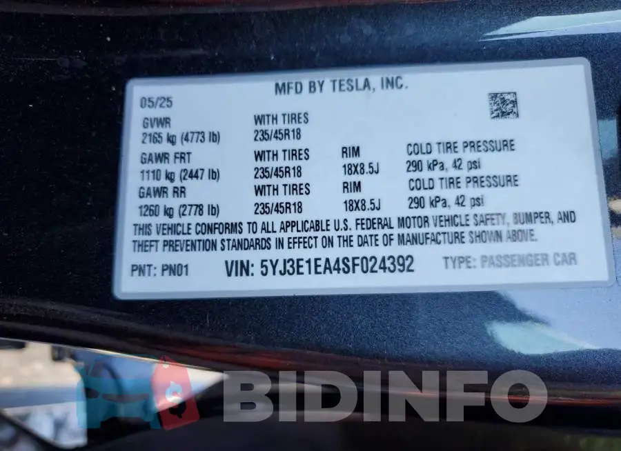 5YJ3E1EA4SF024392 Photo# 12