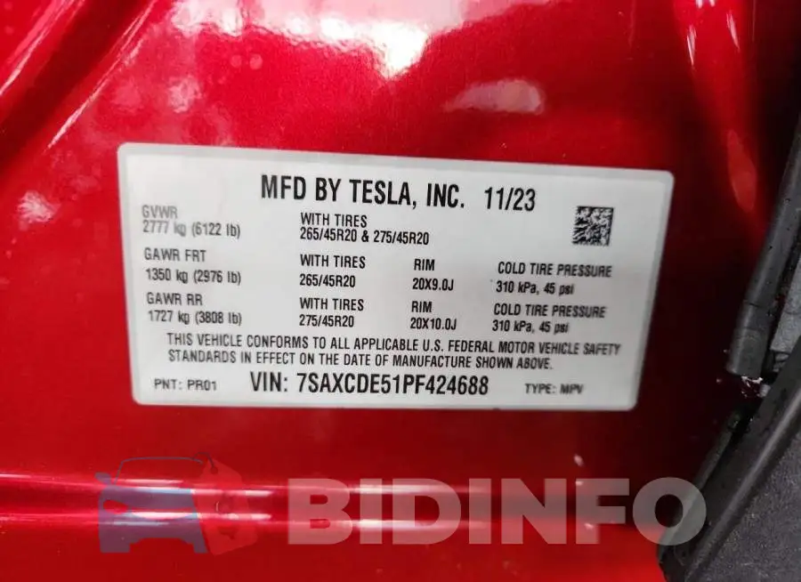 7SAXCDE51PF424688 Photo# 12