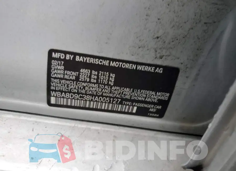 WBA8D9C38HA005127 Photo# 12