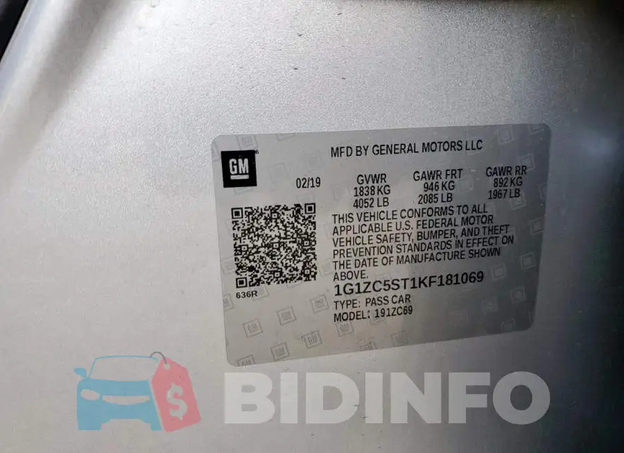 1G1ZC5ST1KF181069 Photo# 12