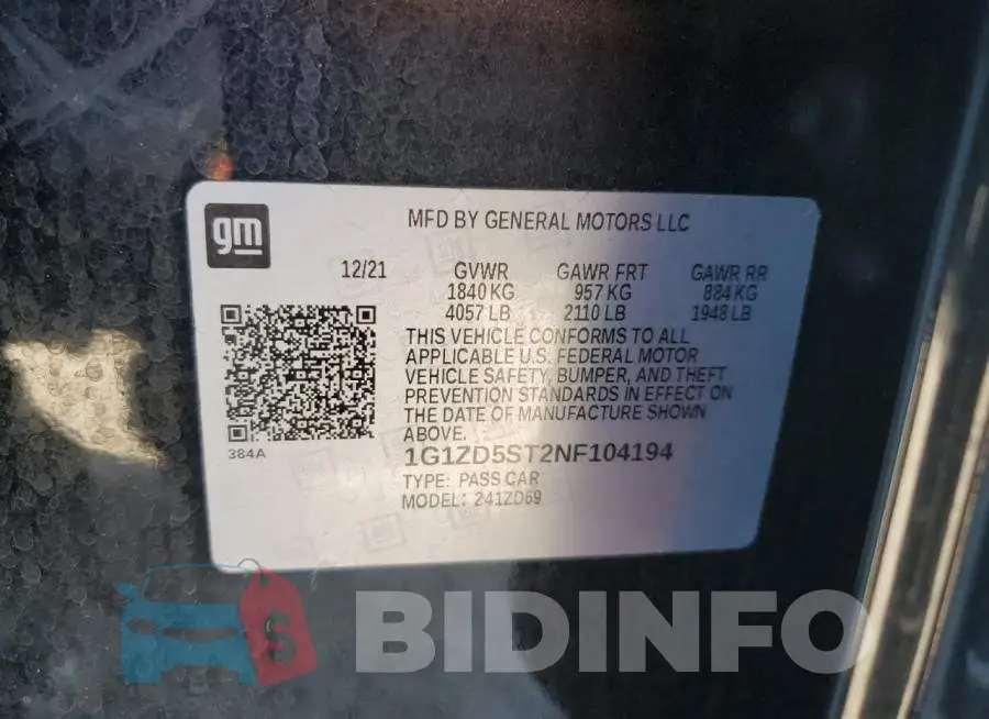 1G1ZD5ST2NF104194 Photo# 12
