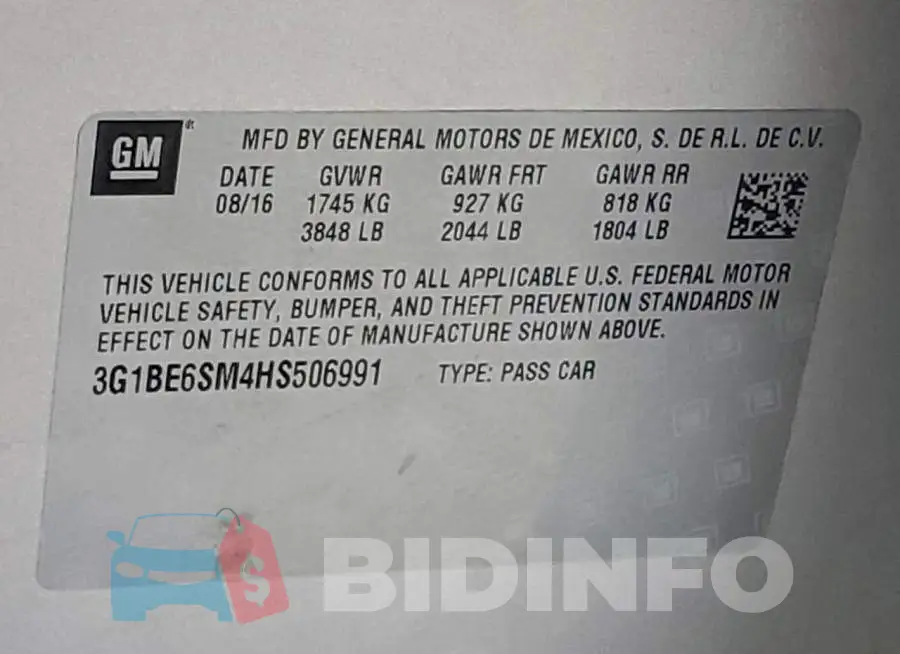 3G1BE6SM4HS506991 Photo# 13