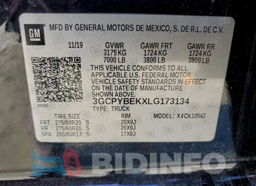 3GCPYBEKXLG173134 Photo# 13