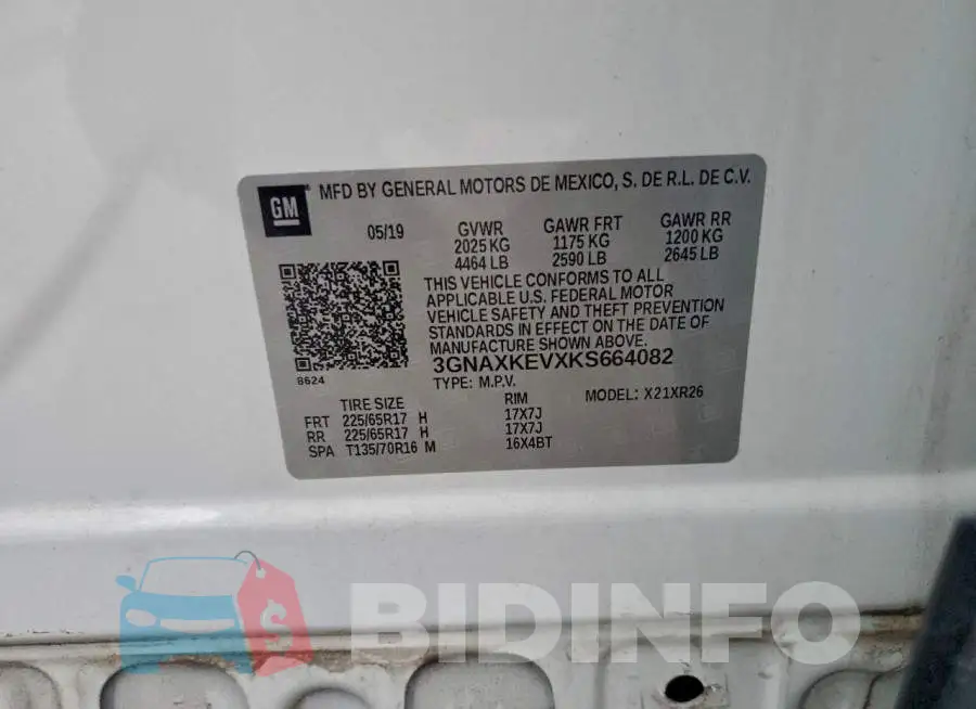 3GNAXKEVXKS664082 Photo# 12